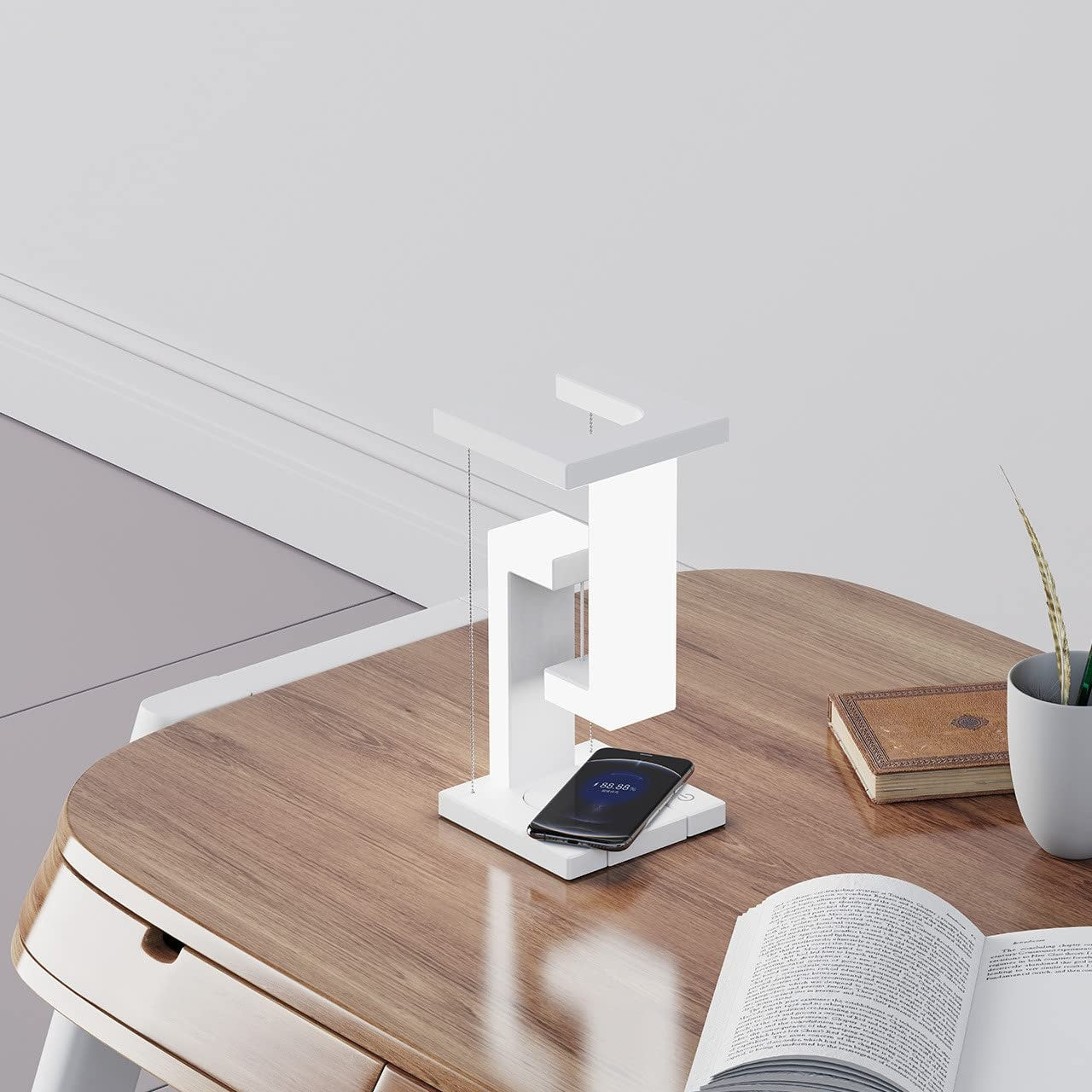 Creative Smartphone Wireless Charging Suspension Table Lamp - Balance Lamp Floating For Home Bedroom